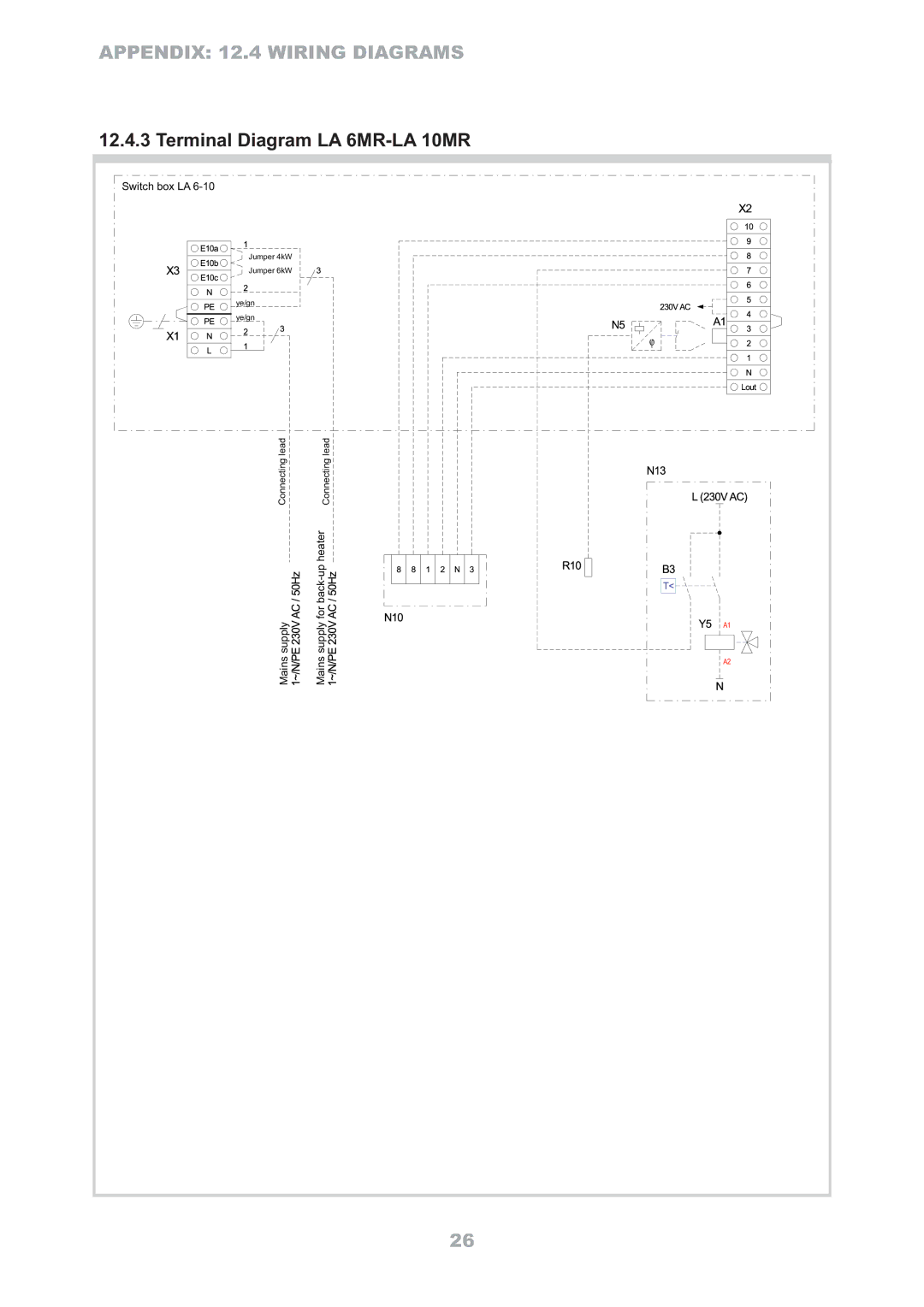 Dimplex LA 8MR, LA 12TR, LA 16TR operating instructions Terminal Diagram LA 6MR-LA 10MR 