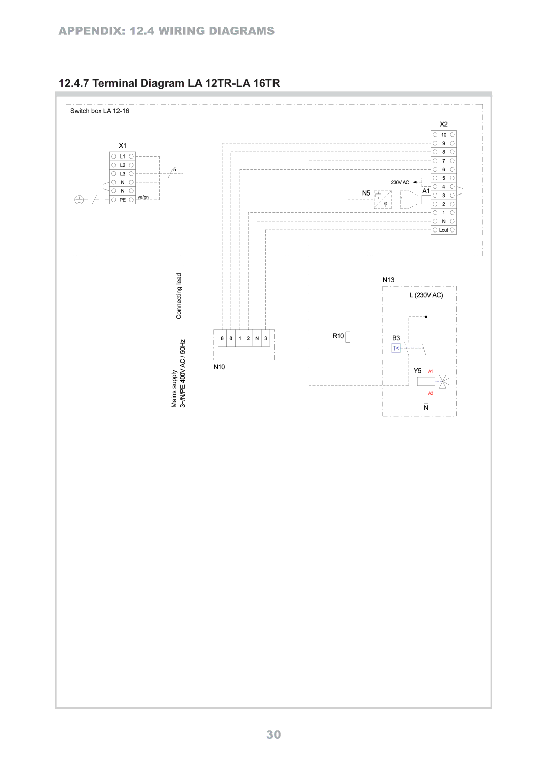 Dimplex LA 8MR, LA 6MR, LA 10MR operating instructions Terminal Diagram LA 12TR-LA 16TR 