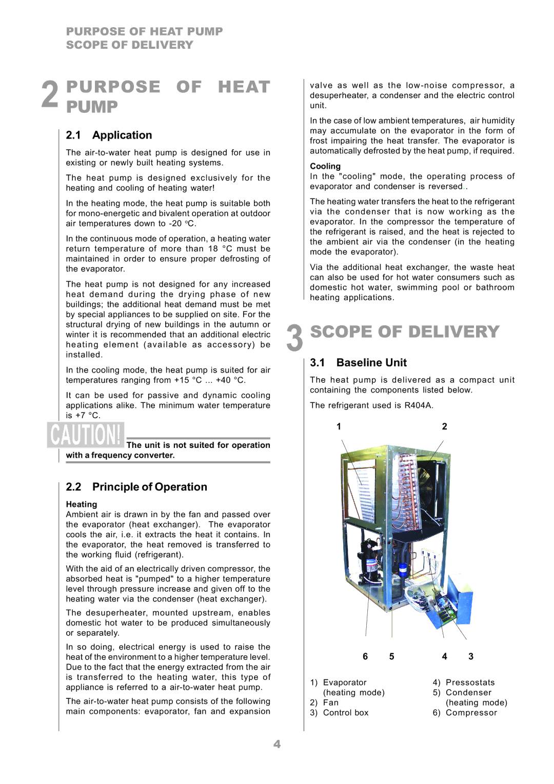 Dimplex LA16ASR manual Purposepump of Heat, Scope of Delivery, Application, Principle of Operation, Baseline Unit 