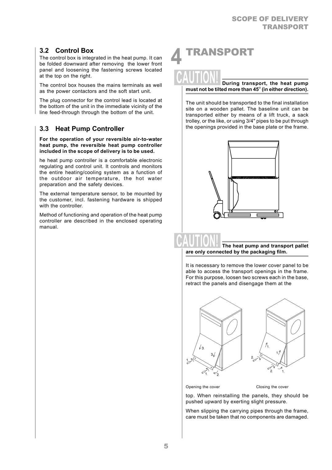 Dimplex LA16ASR manual Transport, Control Box, Heat Pump Controller 