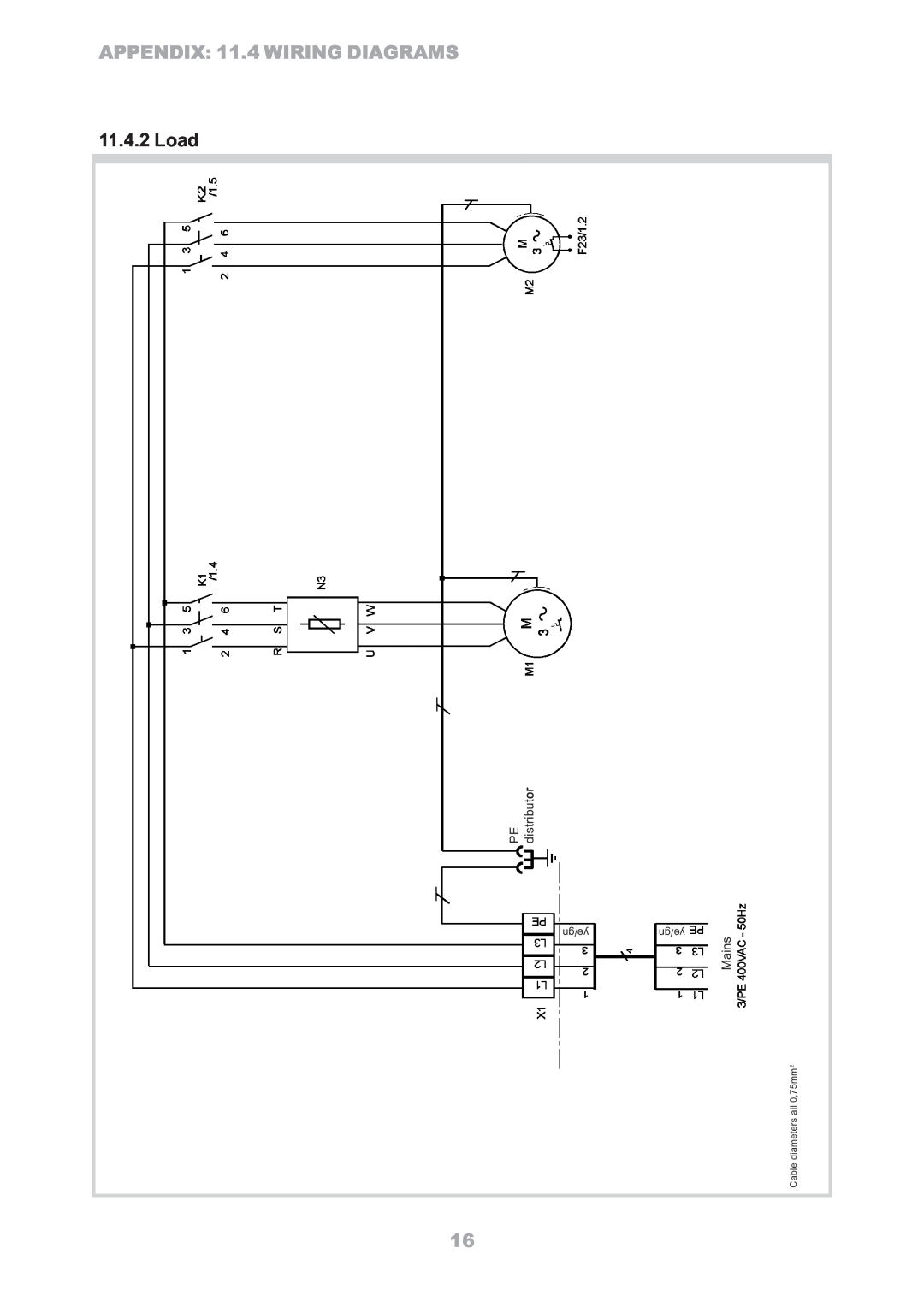 Dimplex LA16ASR manual 1L3/PE, Load, PE-PEdistributorVerteiler, 2L3LMainsNetz400VAC 24L 1L, 5./1K2, 4./1K1N35T6W, 2MF23/1 