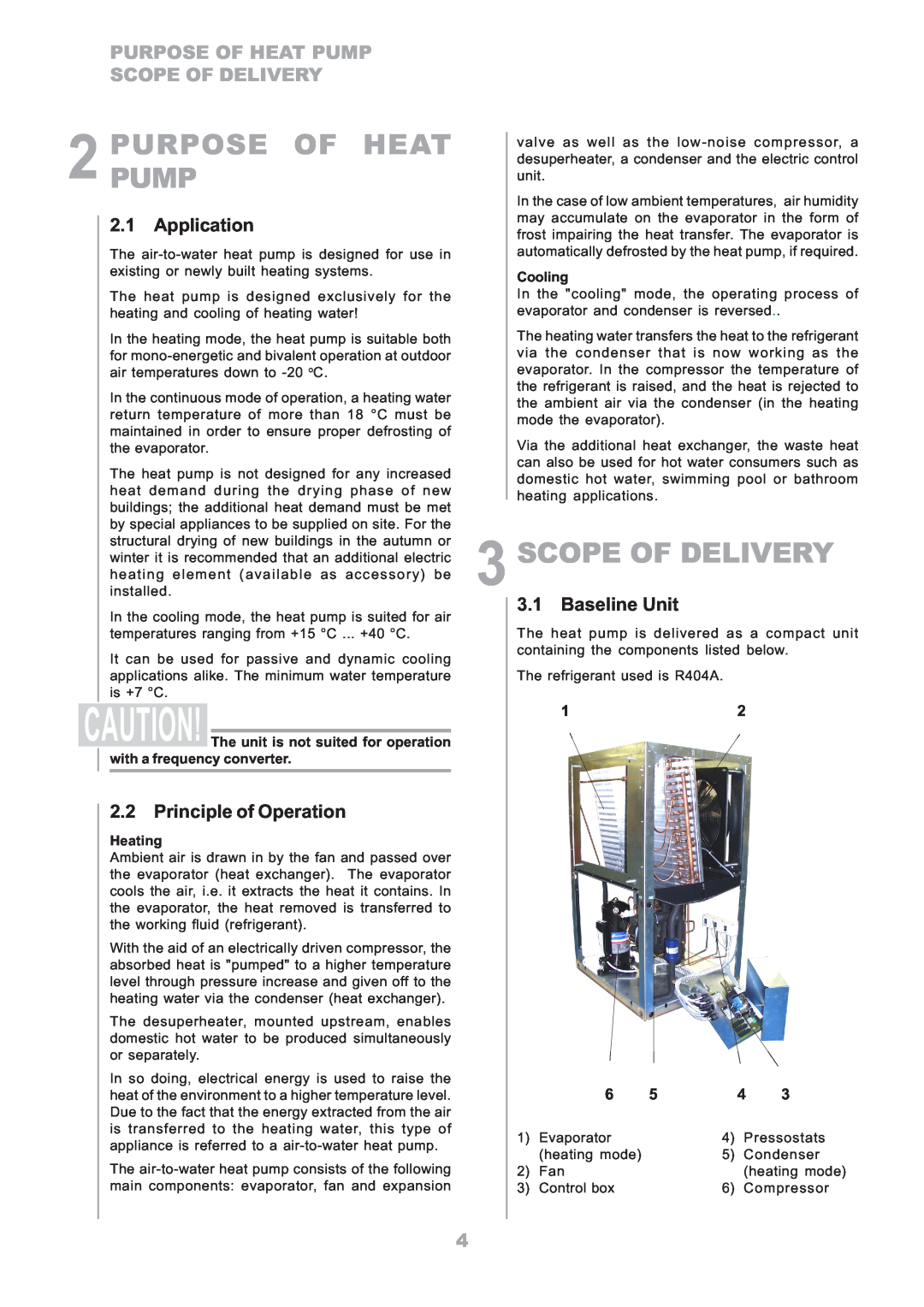 Dimplex LA16ASR manual Purposepump Of Heat, Scope Of Delivery, Application, Principle of Operation, Baseline Unit, Heating 