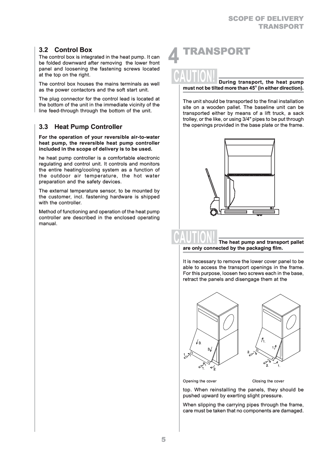 Dimplex LA16ASR manual 4TRANSPORT, Control Box, Heat Pump Controller, Scope Of Delivery Transport 