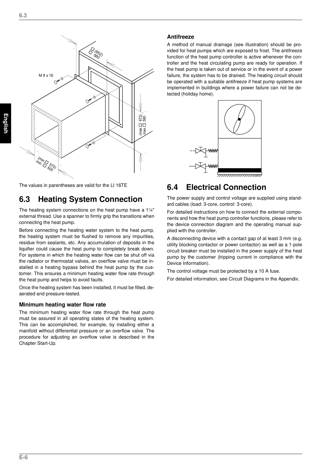 Dimplex LI 11MER manual Heating System Connection, Electrical Connection 