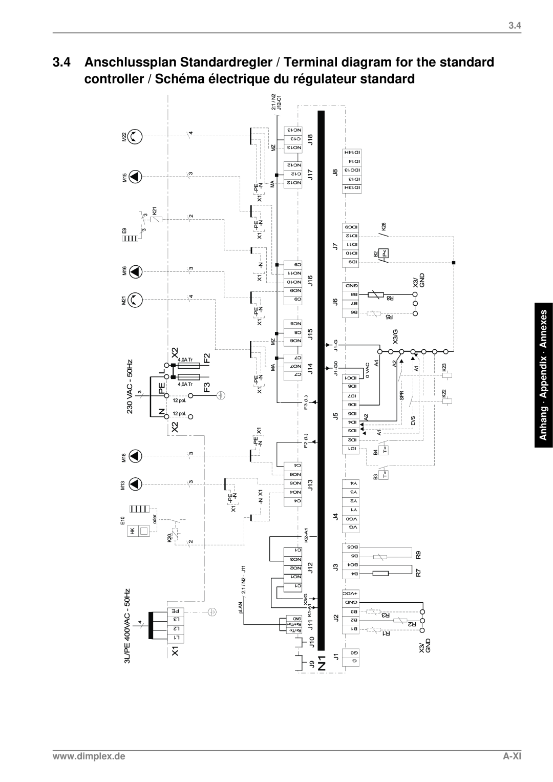 Dimplex Heat Pump, LI 11TER+, 190, LI 16TER+ manual Anhang · Appendix · Annexes, A-Xi 