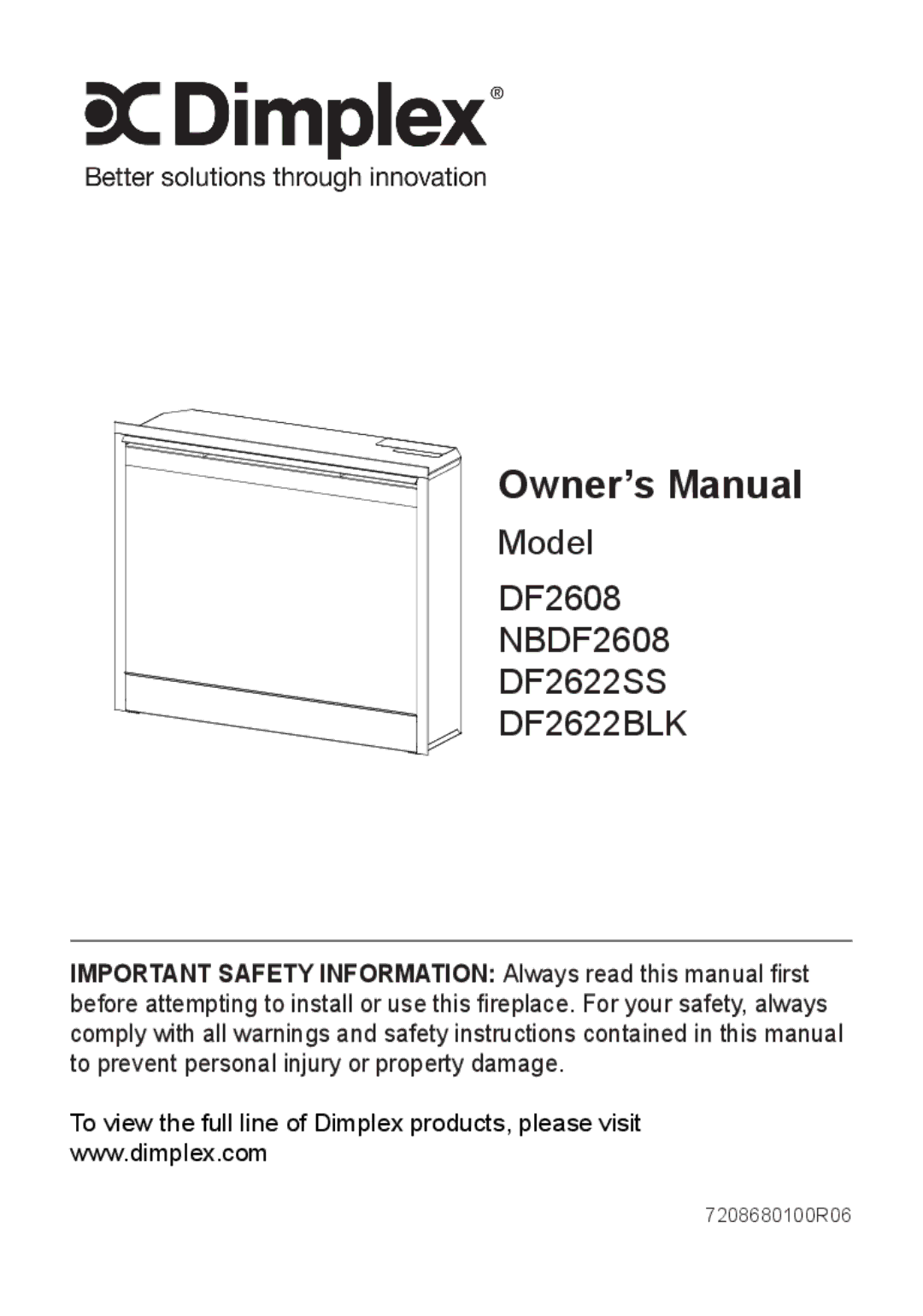 Dimplex DF2622SS, NBDF2608 owner manual DF2622BLK 