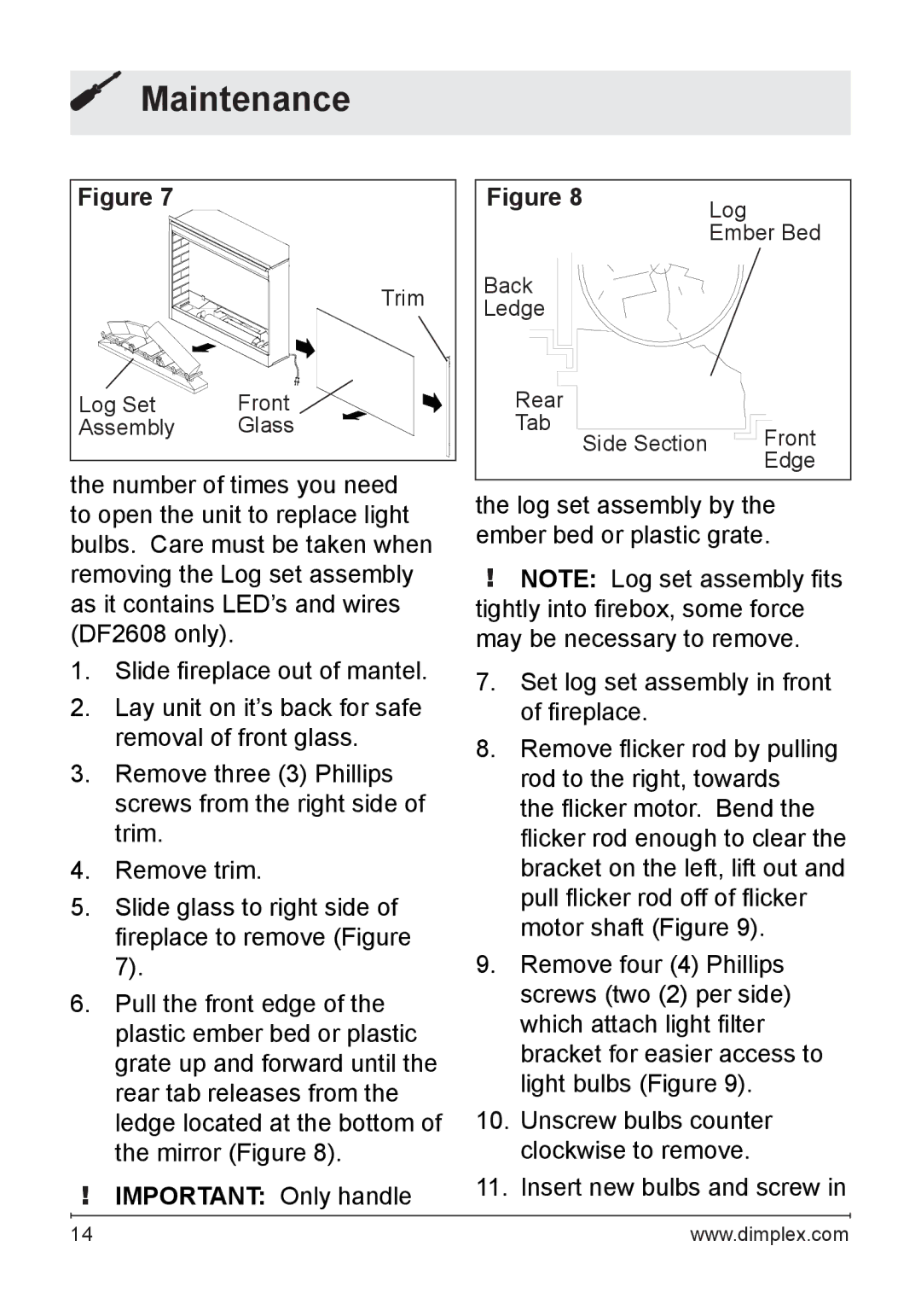 Dimplex DF2622BLK, NBDF2608, DF2622SS owner manual Important Only handle 