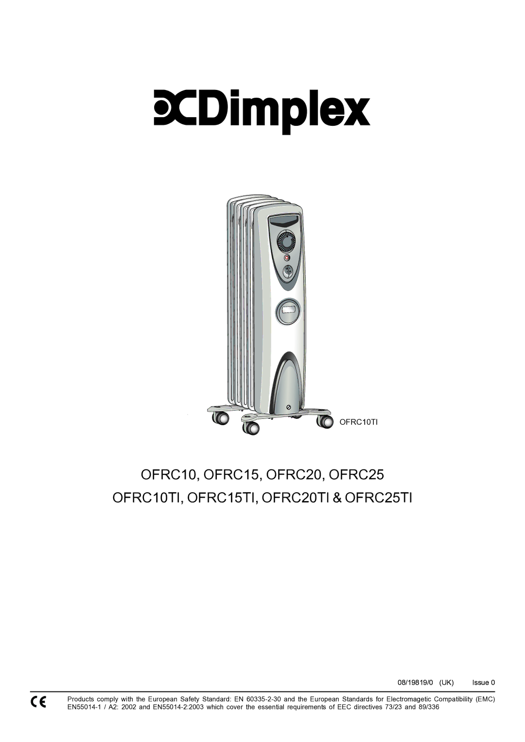 Dimplex OFRC25 OFRC10TI, OFRC10, OFRC15, OFRC20, OFRC25, OFRC10TI, OFRC15TI, OFRC20TI, OFRC25TI manual 