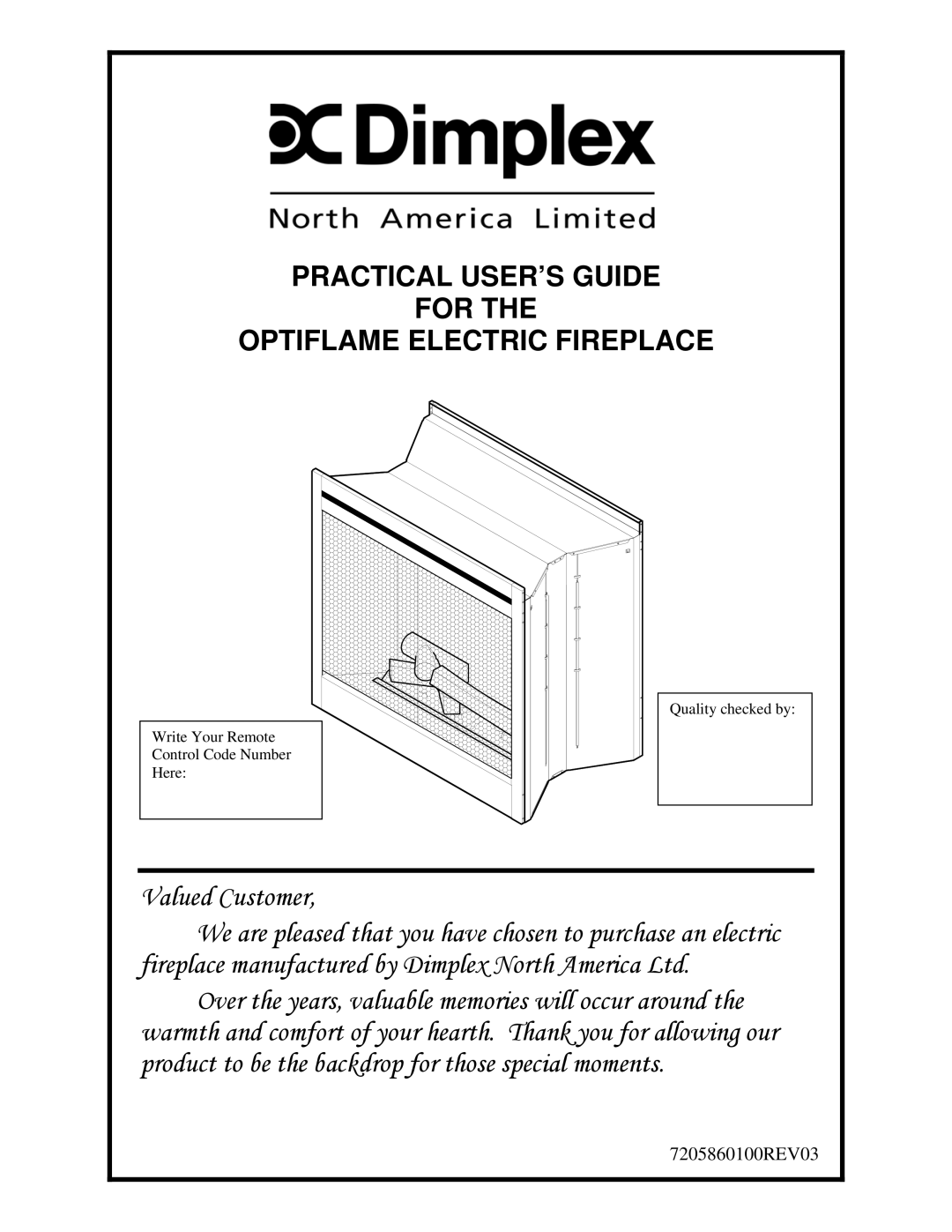 Dimplex manual Practical USER’S Guide For Optiflame Electric Fireplace 