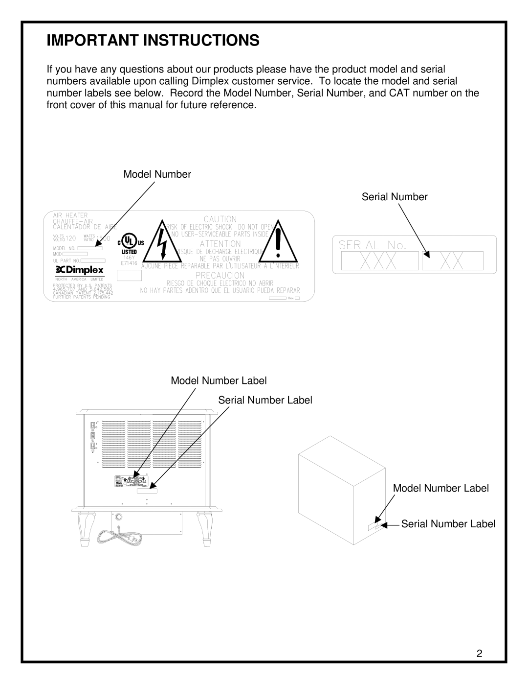 Dimplex Purifire Electric Stove manual Important Instructions 