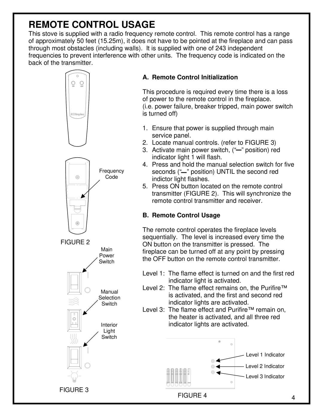 Dimplex Purifire Electric Stove manual Remote Control Usage, Remote Control Initialization 