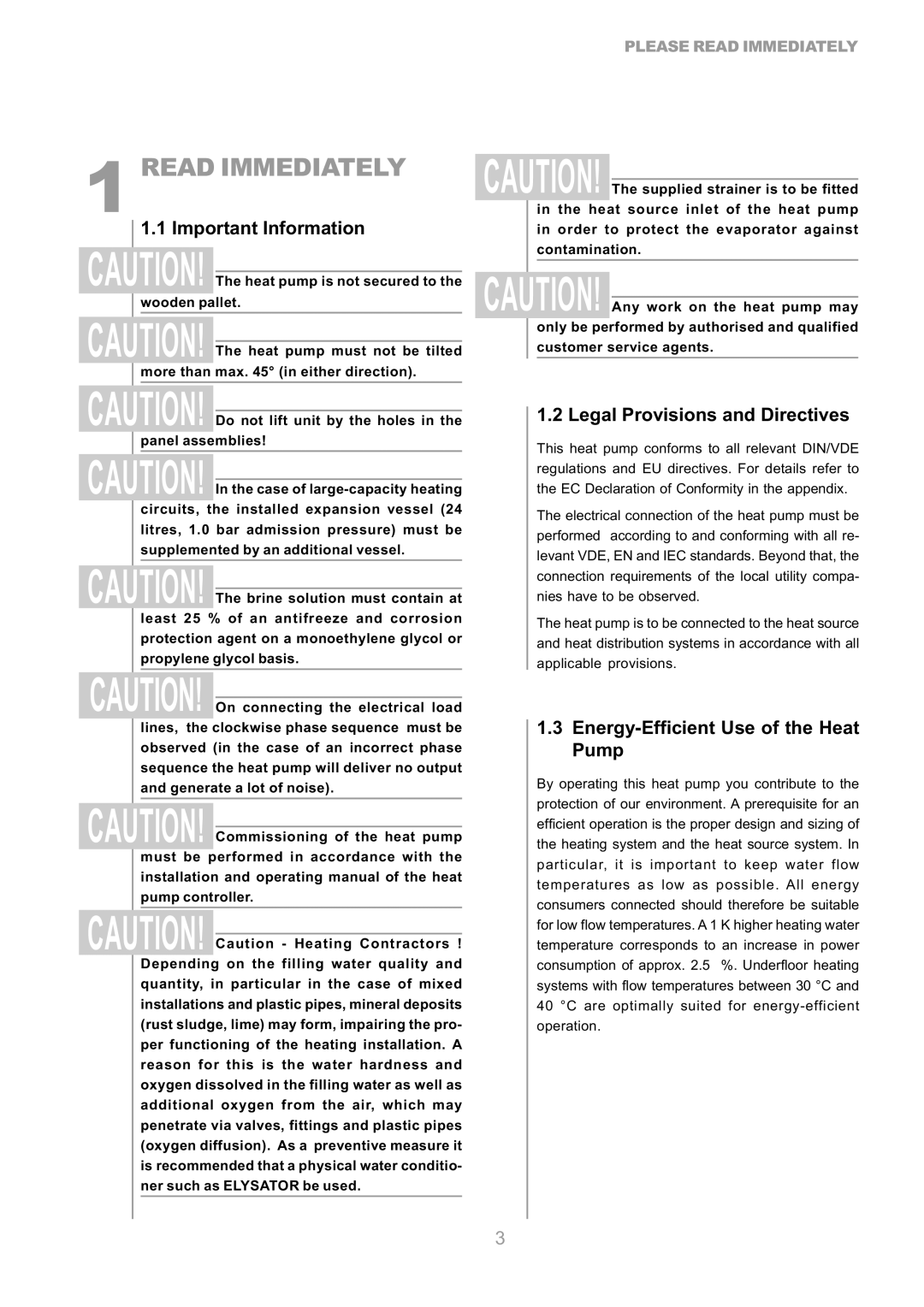 Dimplex S1 7KS operating instructions Read Immediately, Important Information, Legal Provisions and Directives 