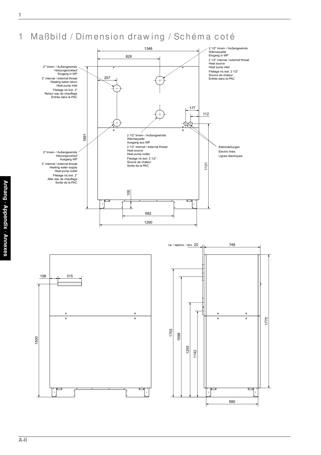 Dimplex SI 75ZSR manual Maßbild / Dimension drawing / Schéma coté,   