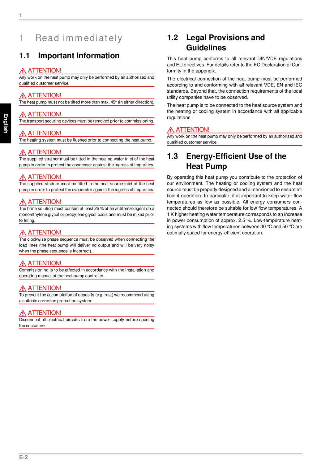 Dimplex SI 75ZSR Read immediately, Important Information, Legal Provisions Guidelines, Energy-Efficient Use Heat Pump 