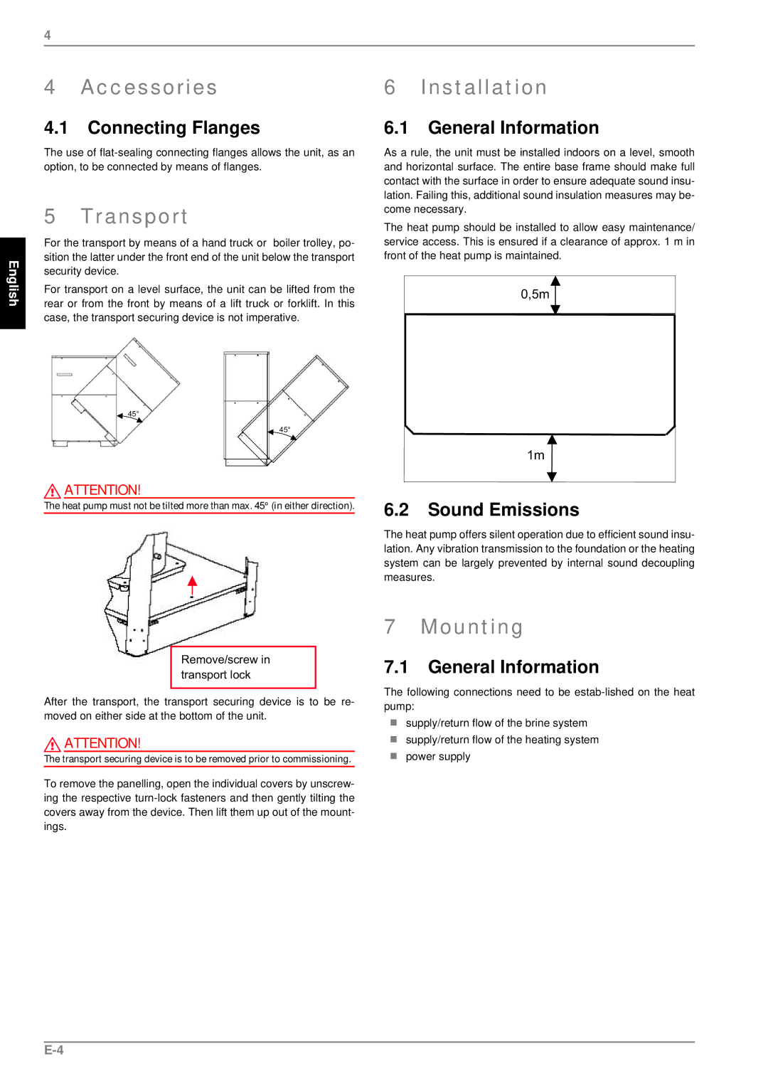 Dimplex SI 75ZSR manual Accessories, Transport, Installation, Mounting 