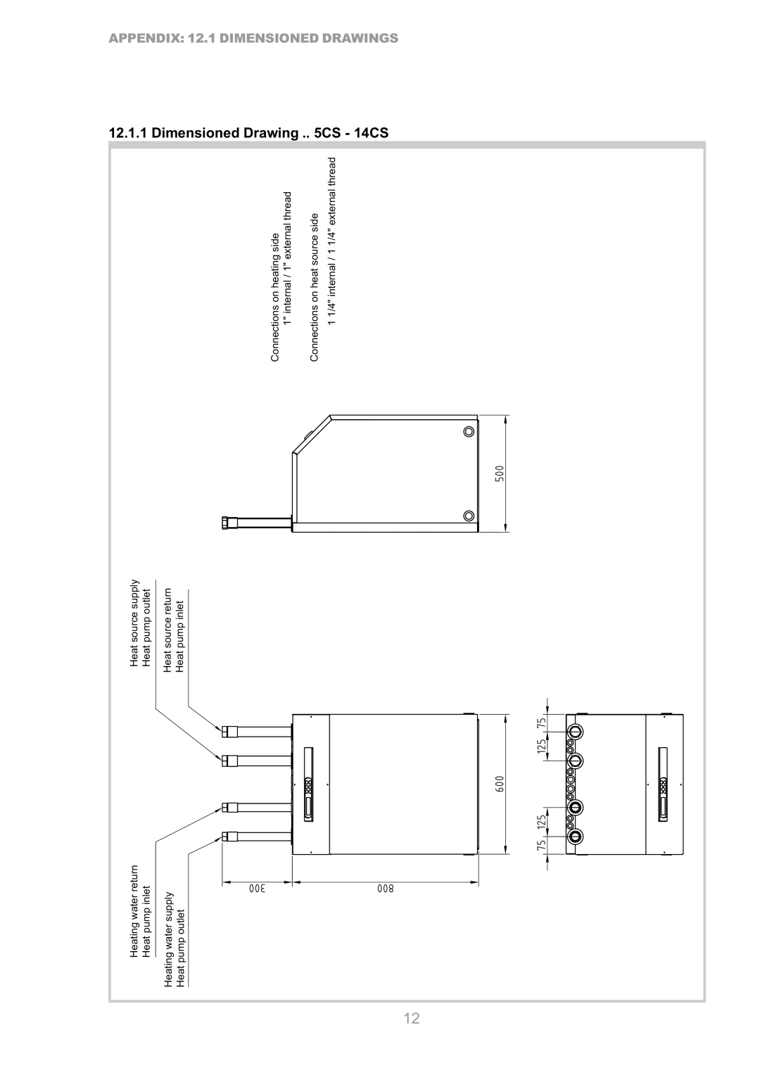 Dimplex SI 21CS, SI 9CS, SI 17CS, SI 7CS, SI 14CS, SI 5CS, SI 11CS manual Dimensioned Drawing . CS 14CS 