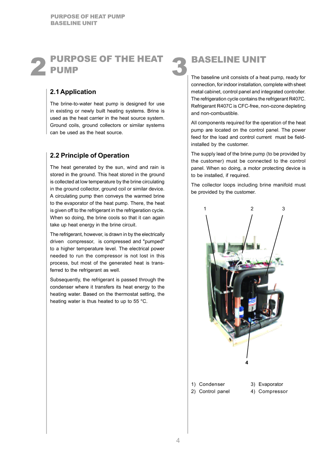 Dimplex SI 5CS, SI 9CS, SI 17CS, SI 7CS, SI 14CS Purpose of the Heat Pump, Baseline Unit, Application, Principle of Operation 