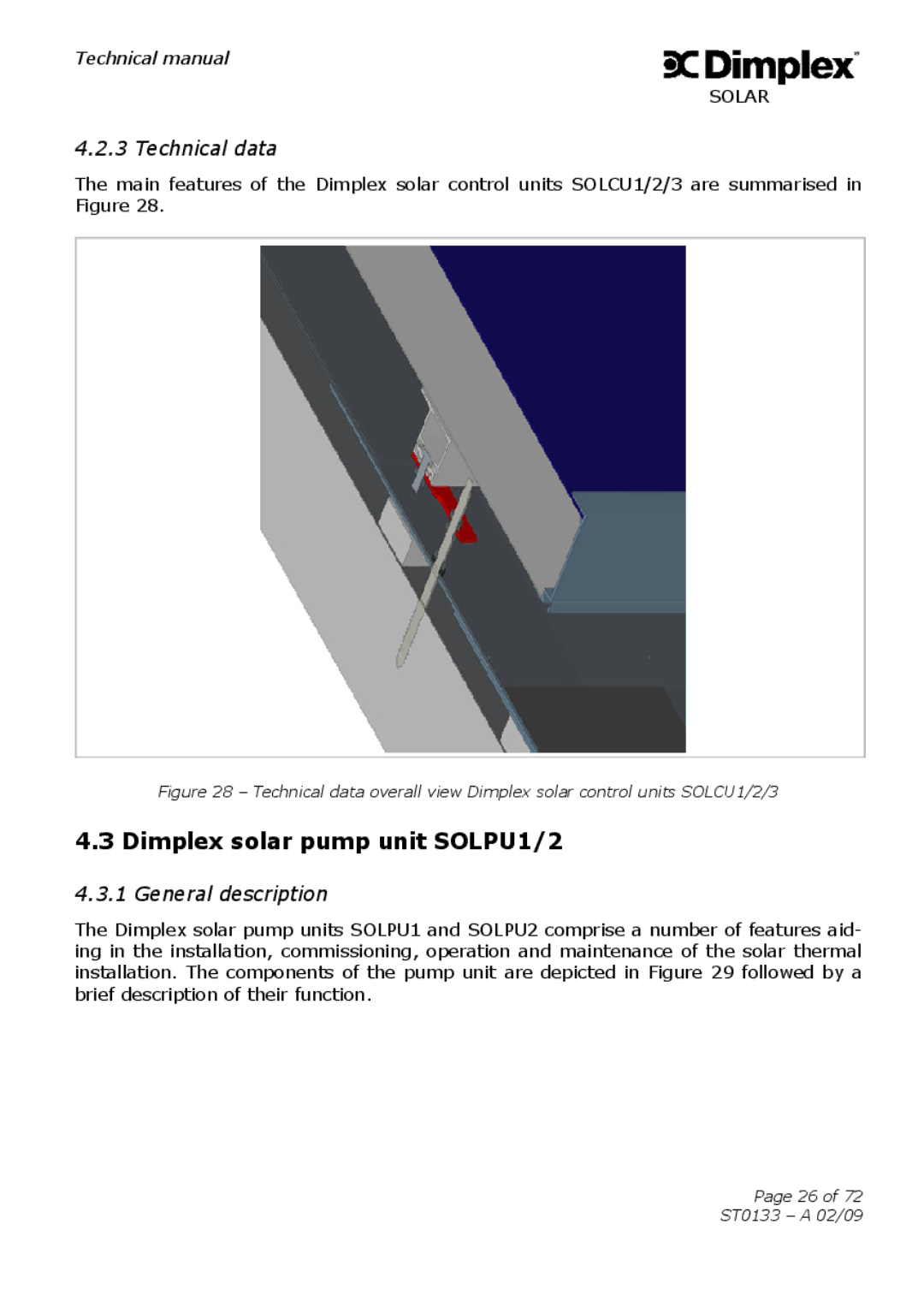 Dimplex ST0133 technical manual Dimplex solar pump unit SOLPU1/2 