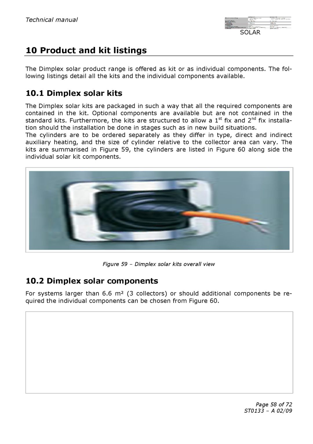 Dimplex ST0133 technical manual Product and kit listings, Dimplex solar kits, Dimplex solar components 