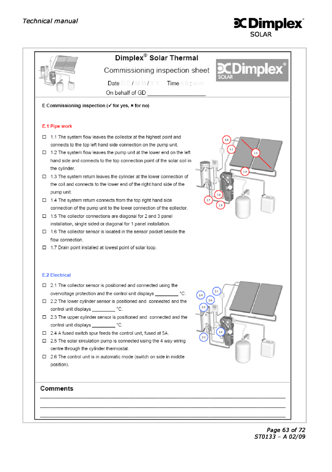 Dimplex technical manual Technical manual, Page 63 of ST0133 - A 02/09 