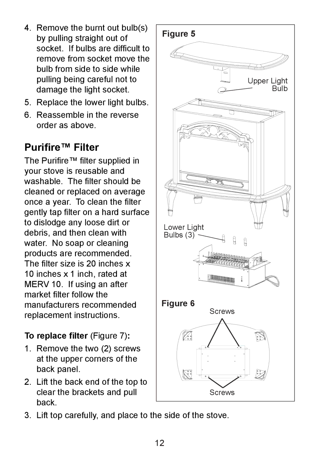 Dimplex TDS8515, CDS8515 owner manual Purifire Filter, To replace filter Figure 