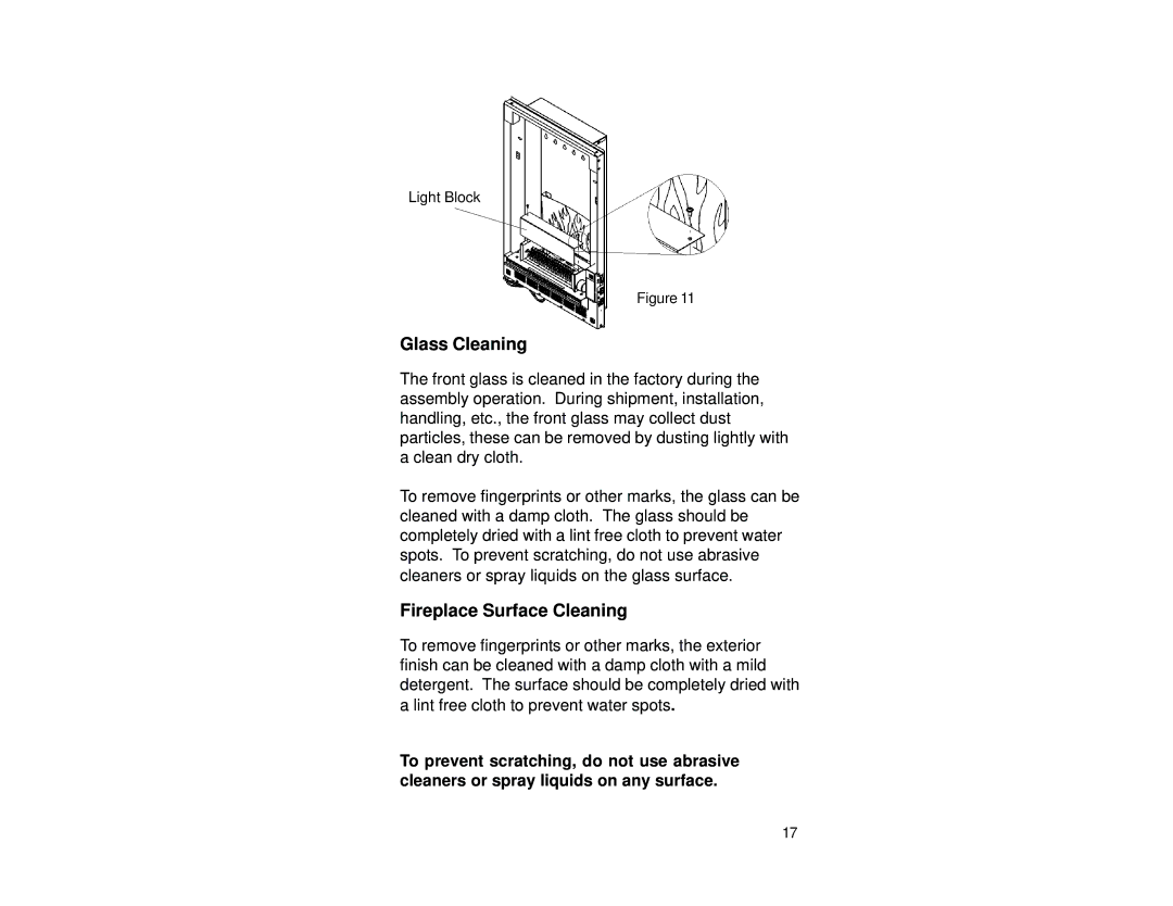 Dimplex V1525RT, V1525BT manual Glass Cleaning 