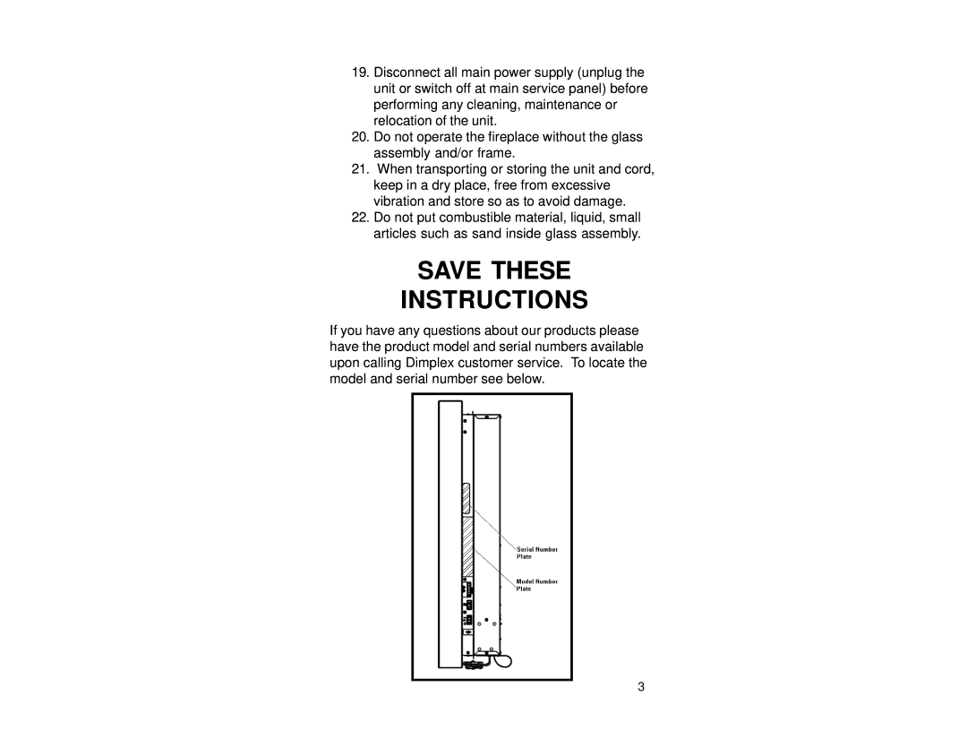 Dimplex V1525RT, V1525BT manual Save These Instructions 