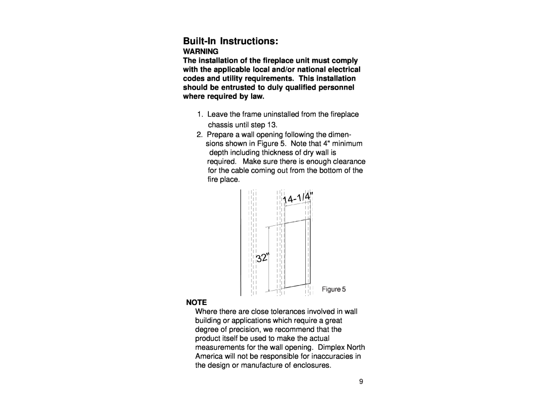 Dimplex V1525RT, V1525BT manual Built-InInstructions 