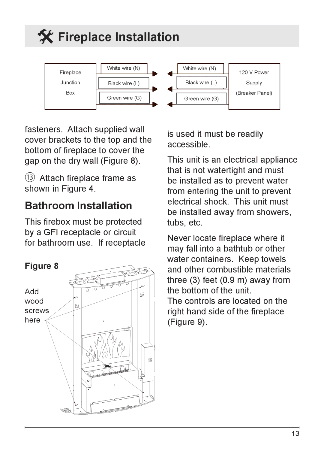 Dimplex VCX1525-WH owner manual Bathroom Installation 