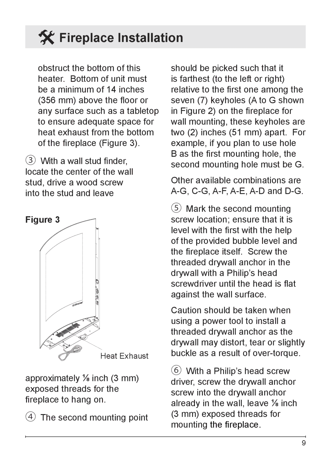 Dimplex VCX1525-WH owner manual Heat Exhaust 