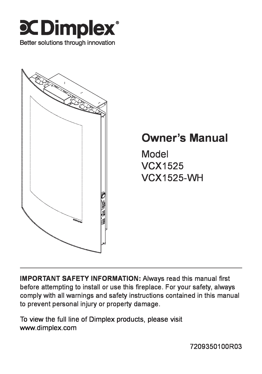 Dimplex owner manual Model VCX1525 VCX1525-WH 