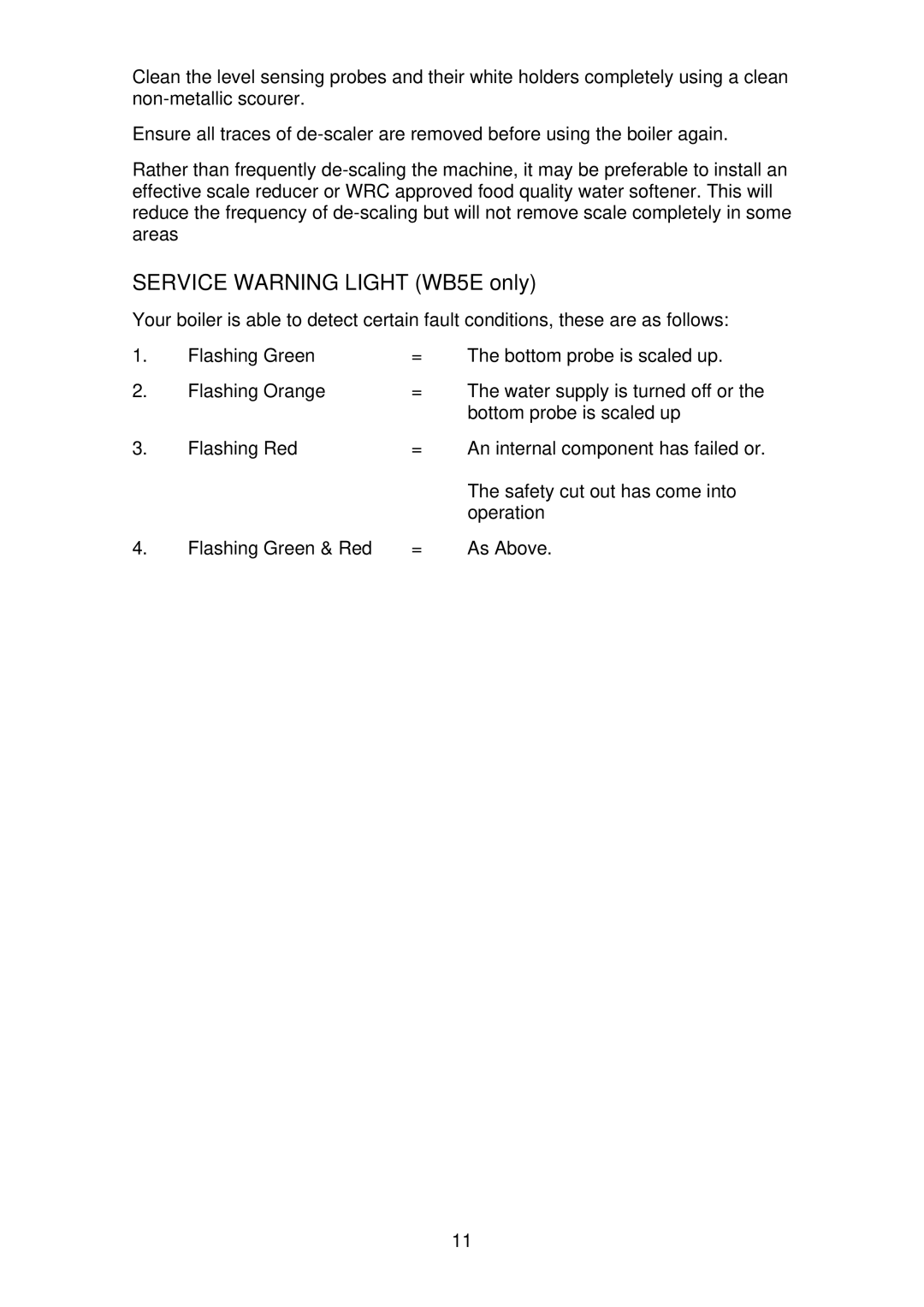 Dimplex WB5E 1, WB7, WB15, WB3 instruction manual Service Warning Light WB5E only 