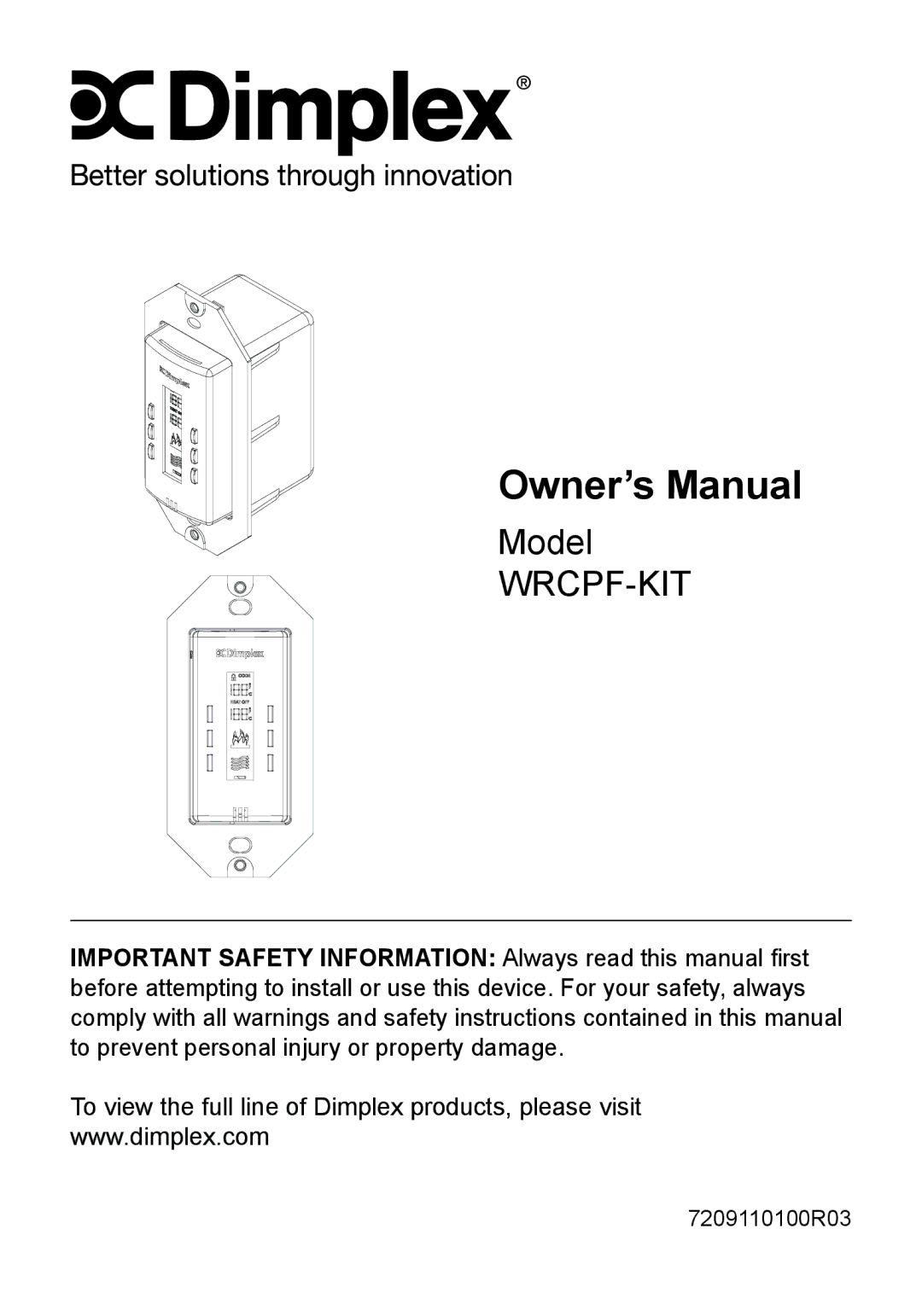 Dimplex WRCPF-KIT owner manual Wrcpf-Kit 