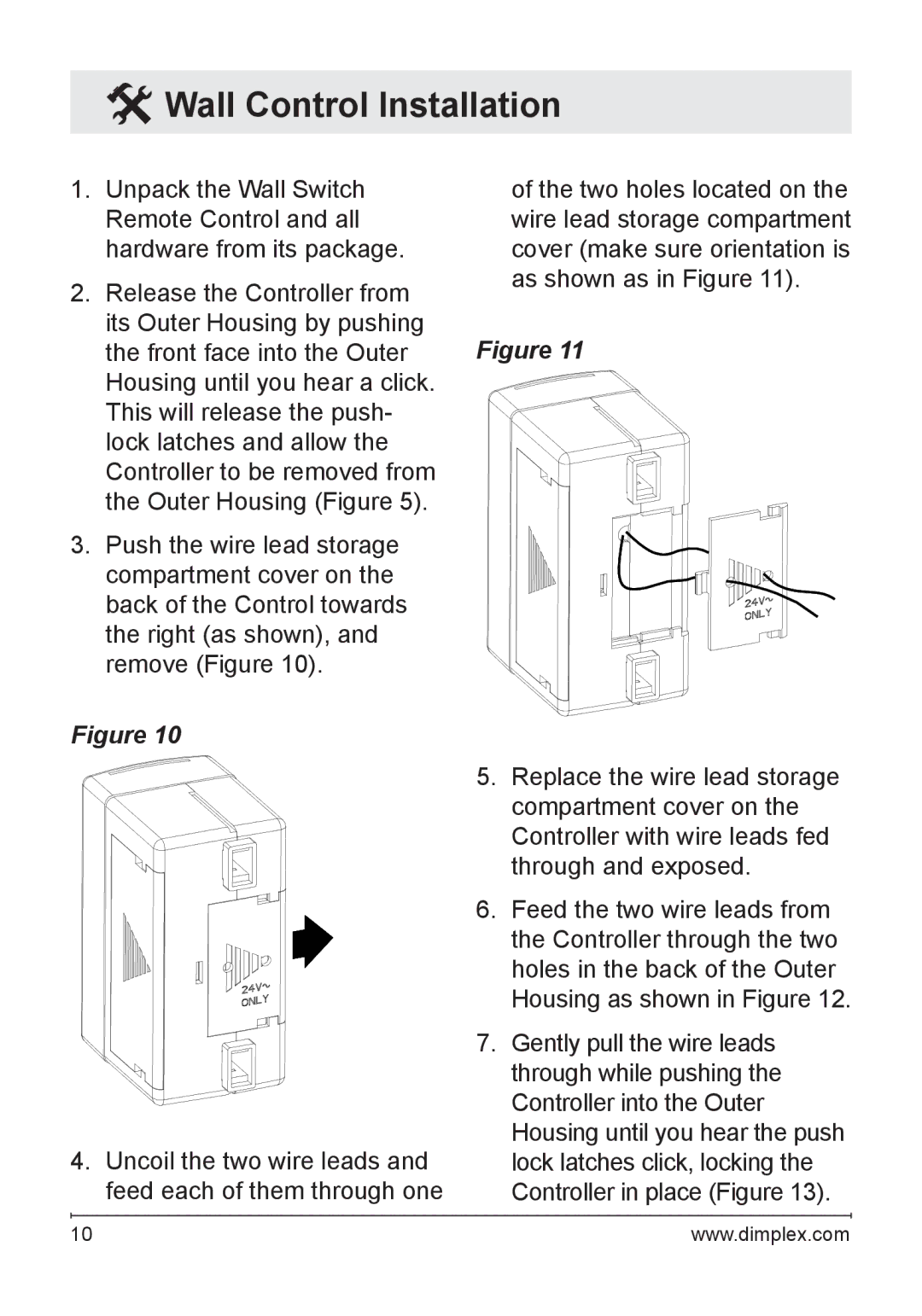 Dimplex WRCPF-KIT owner manual Wall Control Installation 