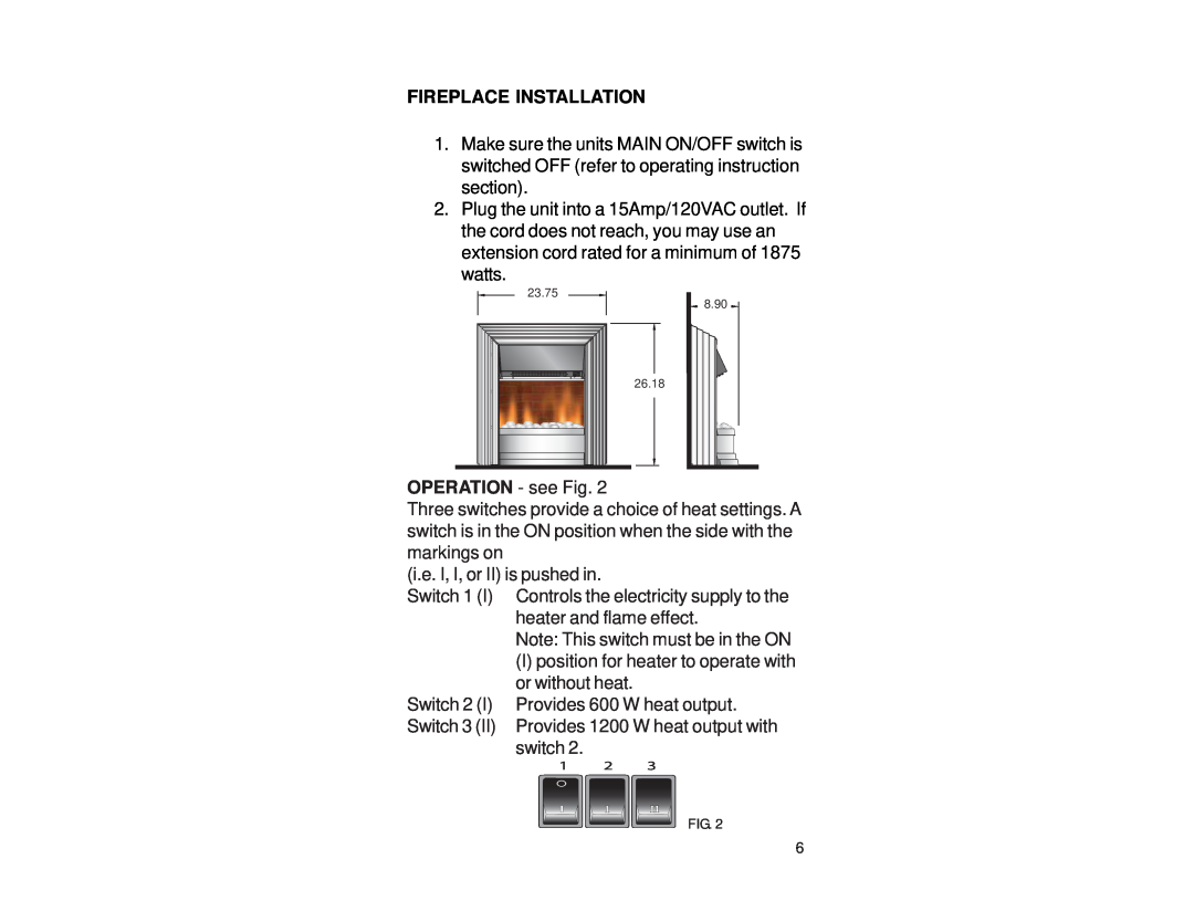 Dimplex CASTILLO CS3540, ZAMORA CS3550 manual Fireplace Installation 