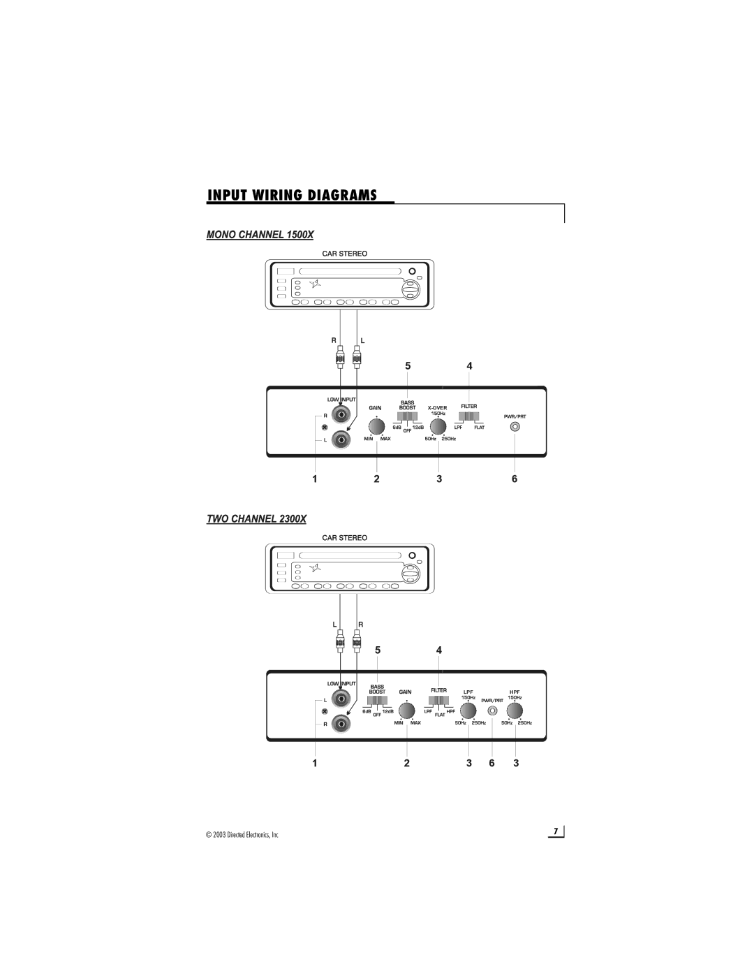 Directed Audio 2300X, 1500X, 4600X manual Input Wiring Diagrams 