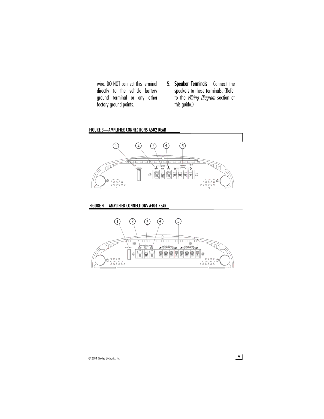 Directed Audio A502, A404 owner manual Factory ground points 