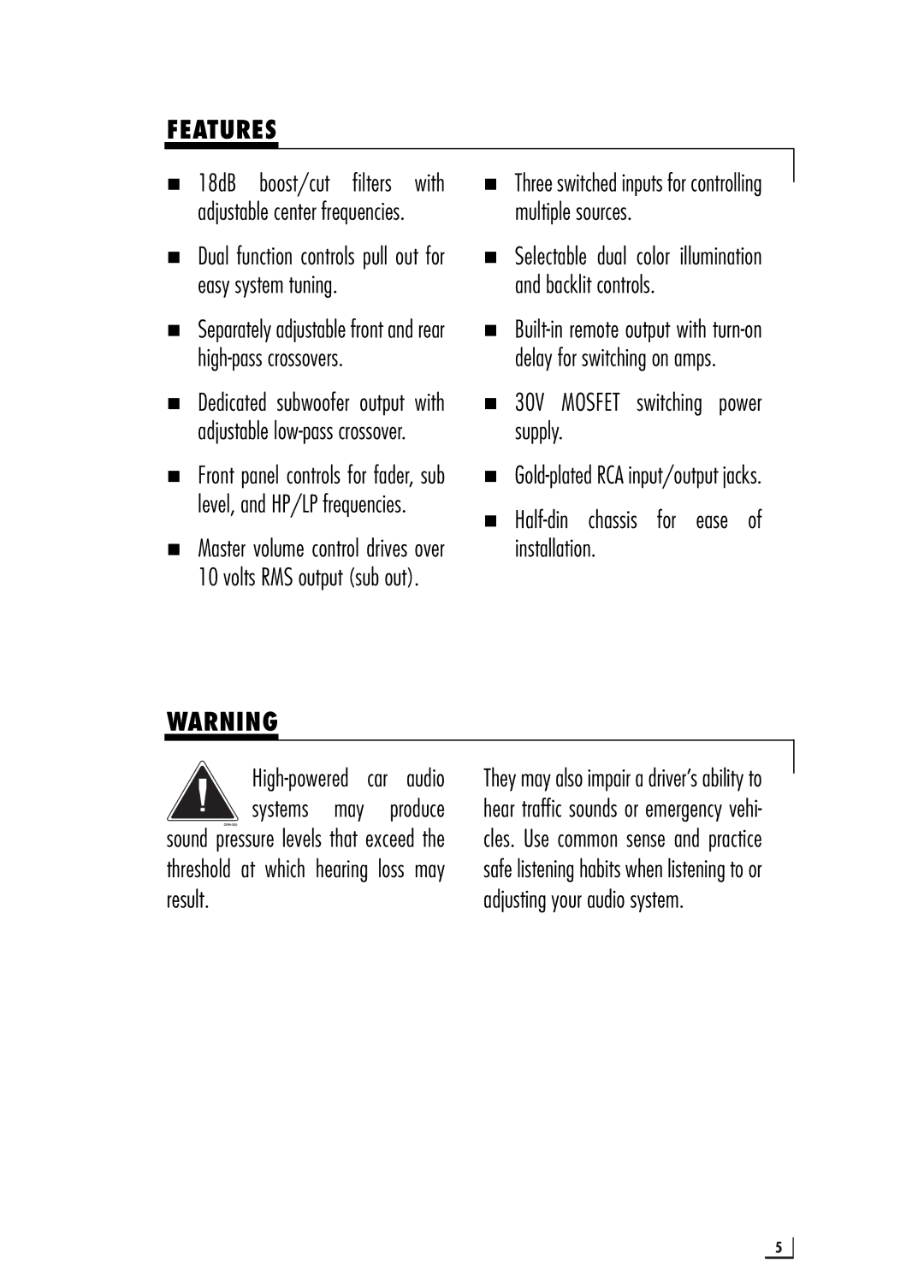 Directed Audio Model 6500 manual Features 