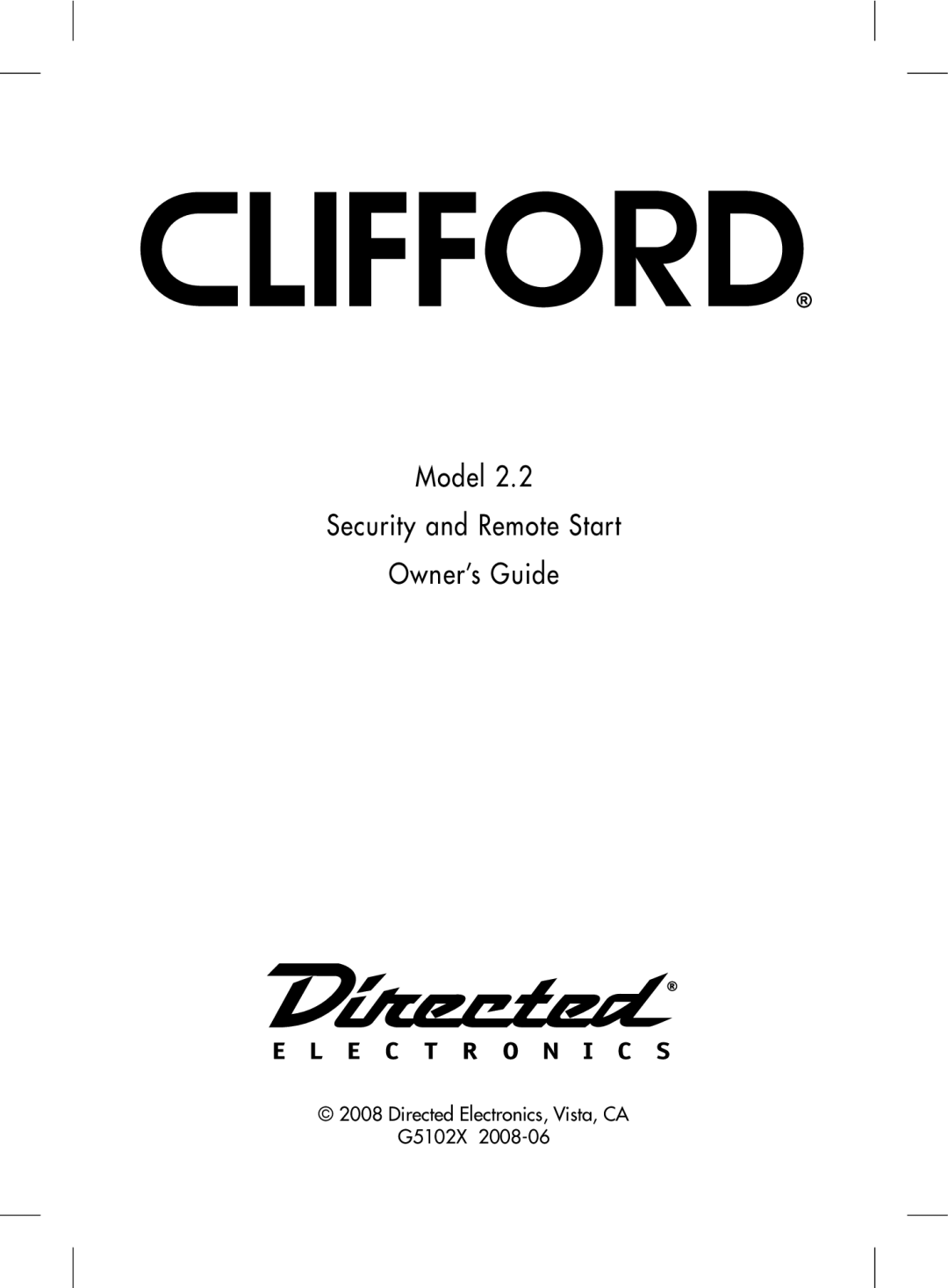 Directed Electronics 2.2 manual Model Security and Remote Start Owner’s Guide 