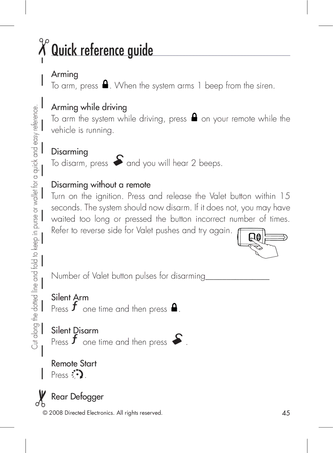 Directed Electronics 2.2 manual Quick reference guide 