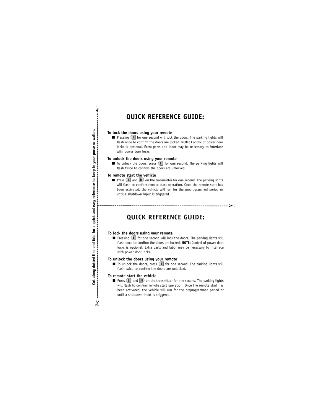 Directed Electronics 359D manual Quick Reference Guide 