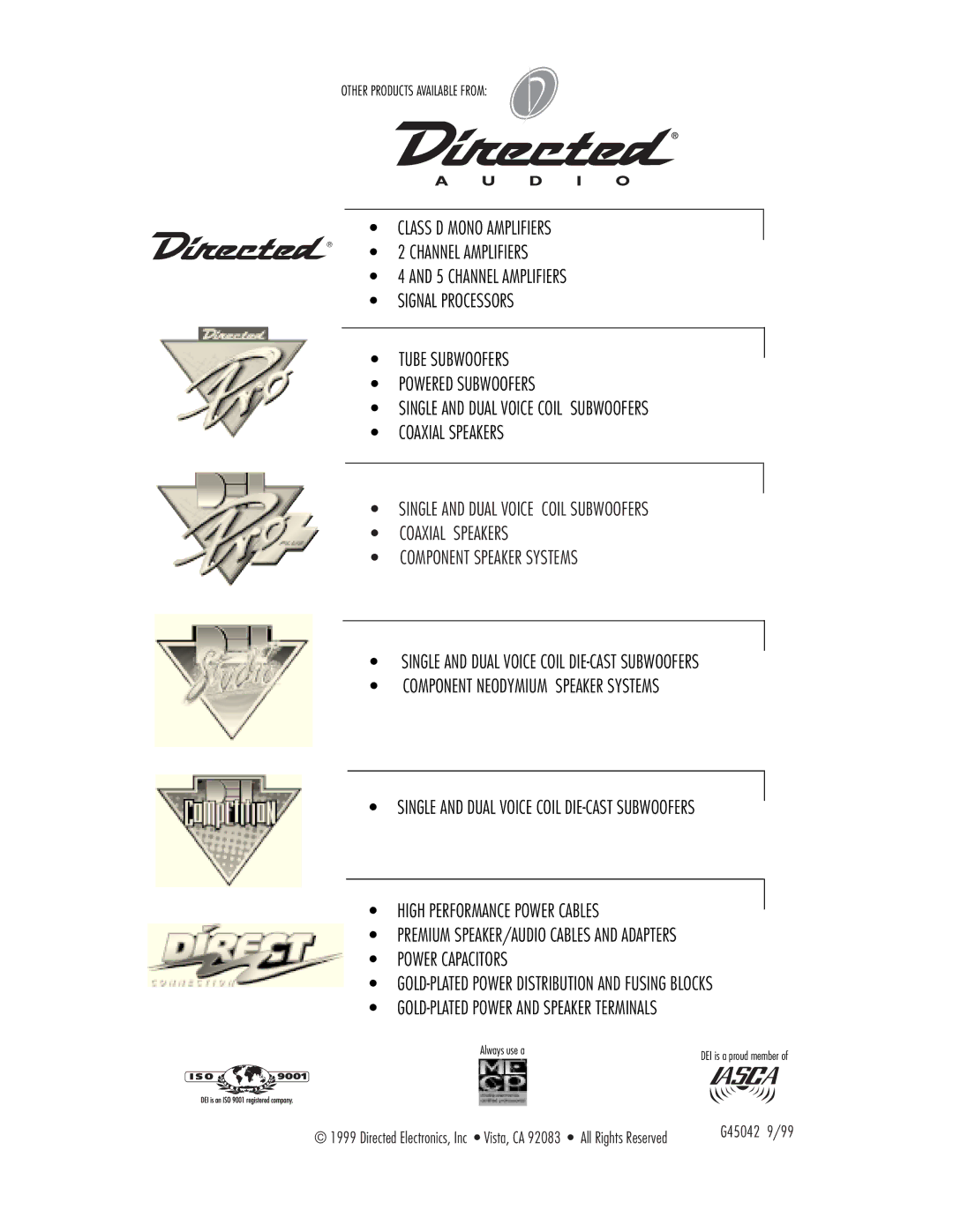 Directed Electronics 500 owner manual Coaxial Speakers 