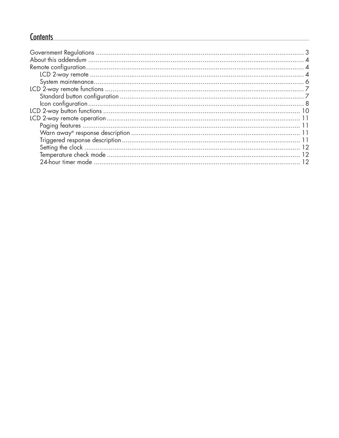 Directed Electronics 5303 manual Contents 