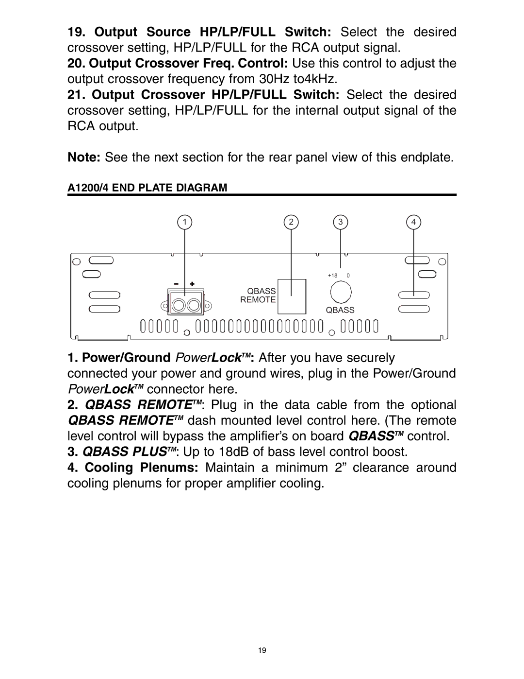 Directed Electronics A600/4 manual A1200/4 END Plate Diagram 