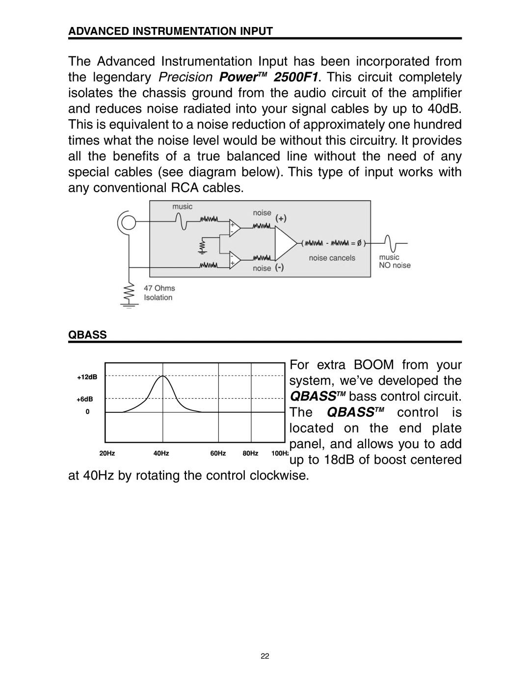 Directed Electronics A600/4, A1200/4 manual Advanced Instrumentation Input, Qbass 