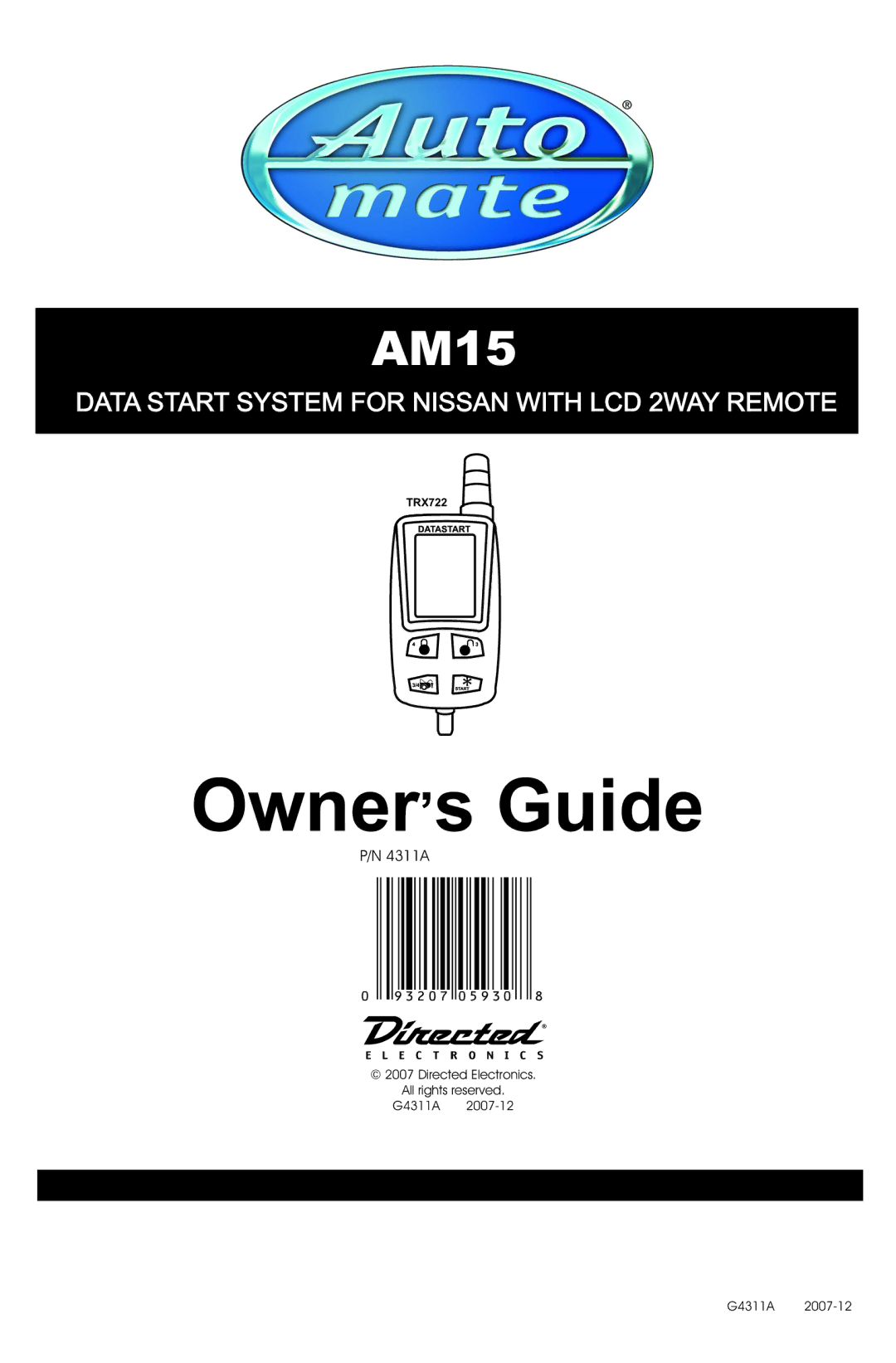 Directed Electronics AM15 manual Owner’s Guide 