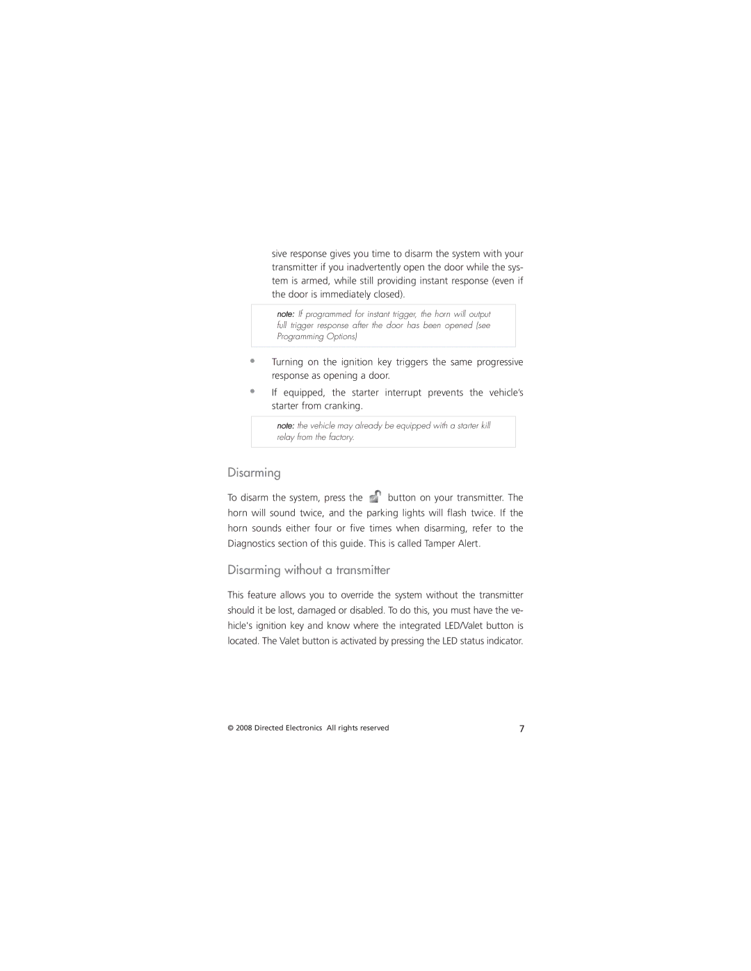 Directed Electronics AM5 manual Disarming without a transmitter 