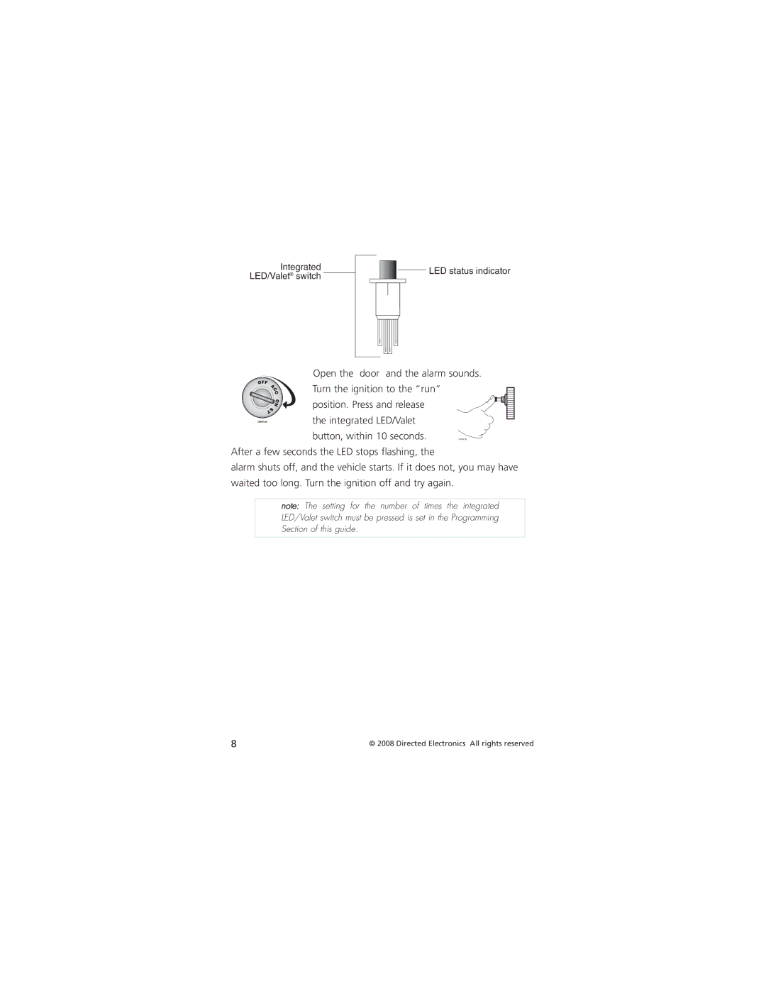 Directed Electronics AM5 manual Integrated LED/Valet switch LED status indicator 