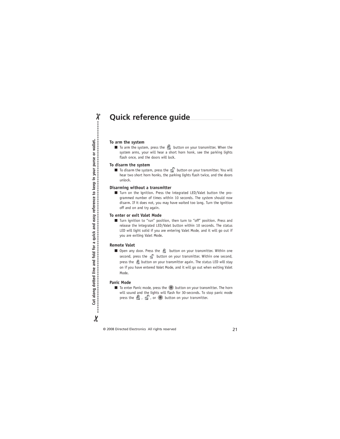 Directed Electronics AM5 manual Quick reference guide 