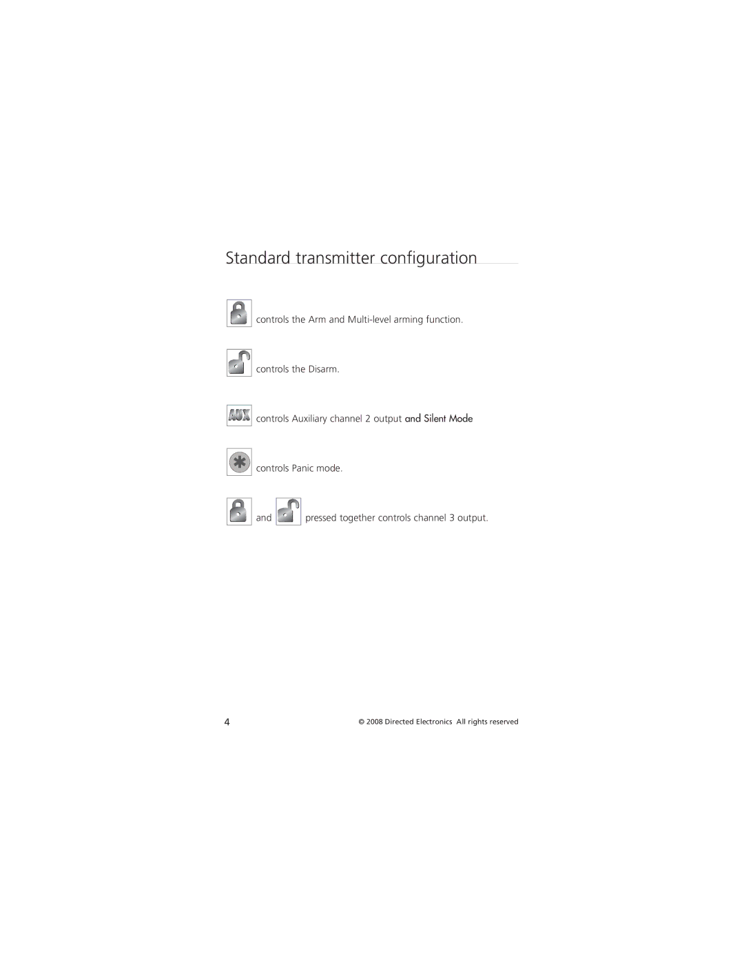 Directed Electronics AM5 manual Standard transmitter configuration 